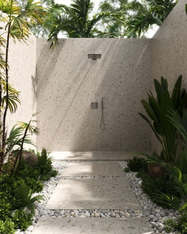 Porcelanato 100x100 Dorcia Terrazzo Beige Externo Rústico Retificado Biancogres - Imagem 2